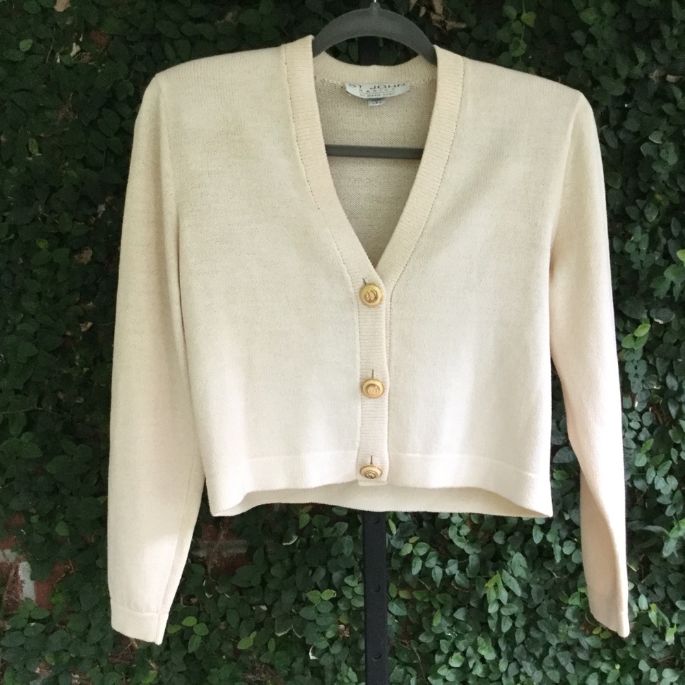 Vintage St John Basics Marie Gray Cream Sweater
